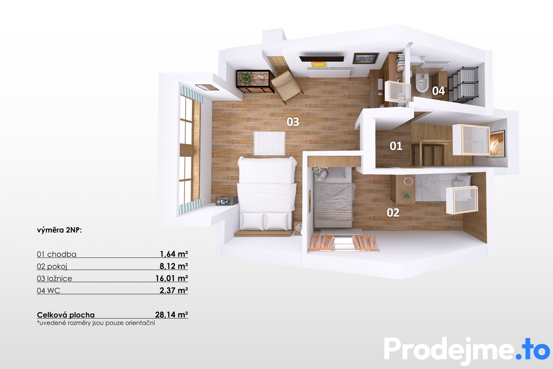 3D půdorys - 2.NP